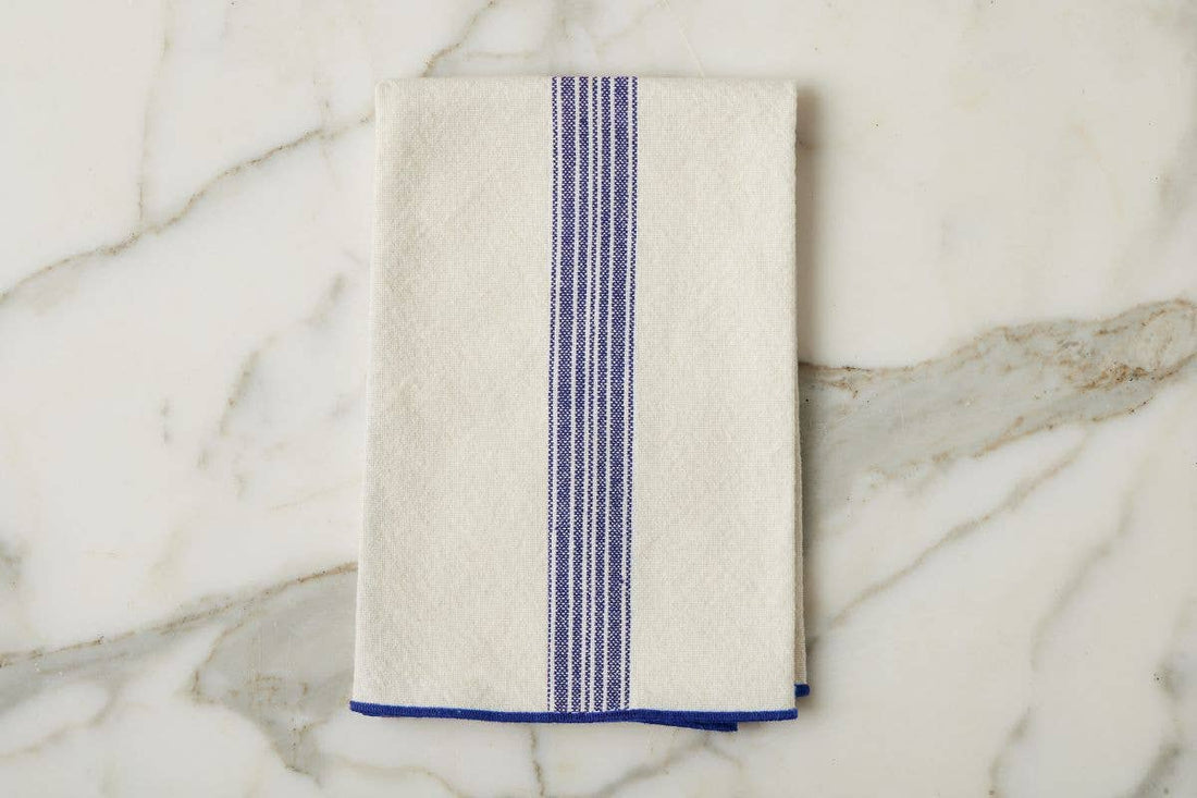 Dinner Napkins, Vintage Navy Blue Stripe, Set of 4