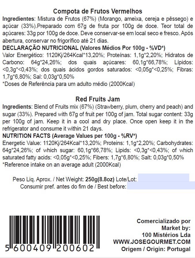 Jose Gourmet Red Berries Jam, 250g