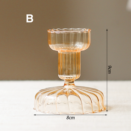 Vintage Style Glass Candlestick Holder