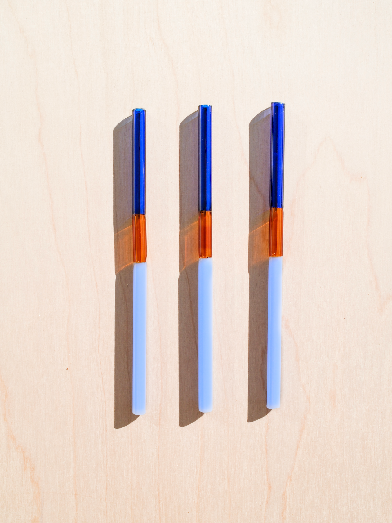 Handmade Multicolor Glass Straws | Blue &amp; Orange