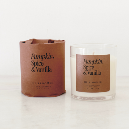 Heirloomed Candle - Pumpkin, Spice &amp; Vanilla - Fall Candle