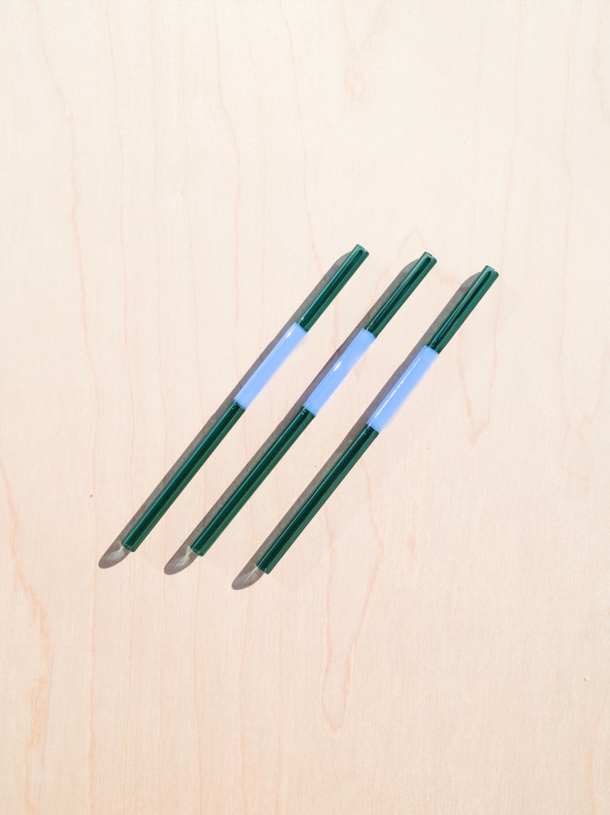 Handmade Multicolor Glass Straws | Green &amp; Blue