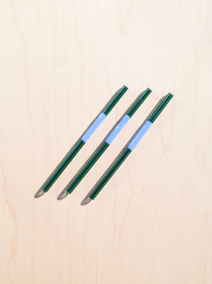 Handmade Multicolor Glass Straws | Green &amp; Blue