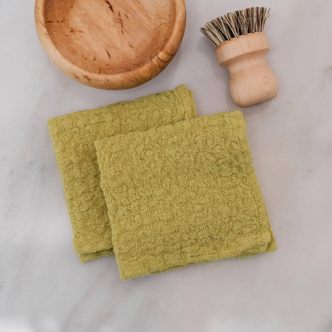 Lemon Curry Linen Dishcloth Set of 2