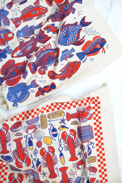 Lobster Shack Screen Printed Tea Towel