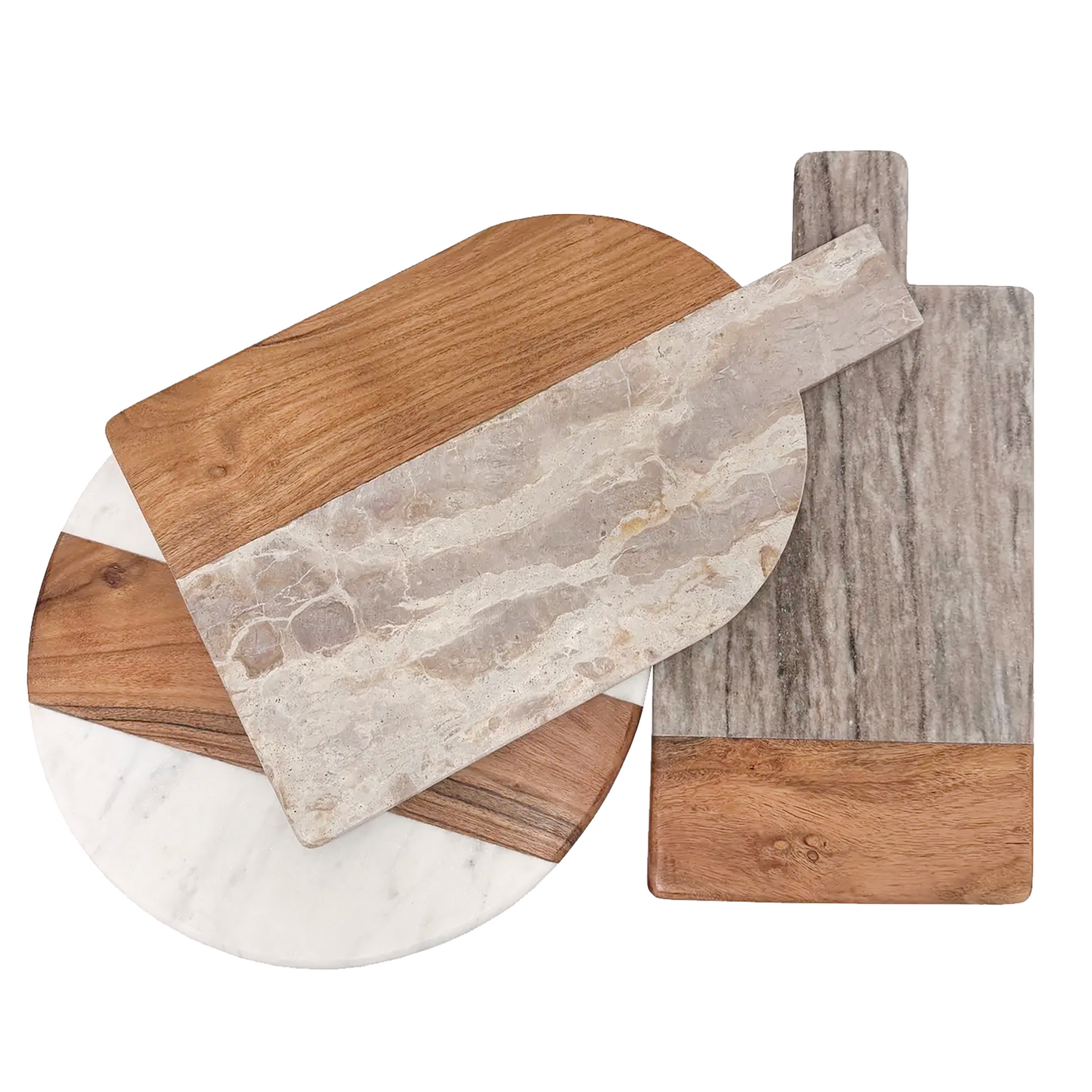 Arched Marble &amp; Acacia Wood Charcuterie Board
