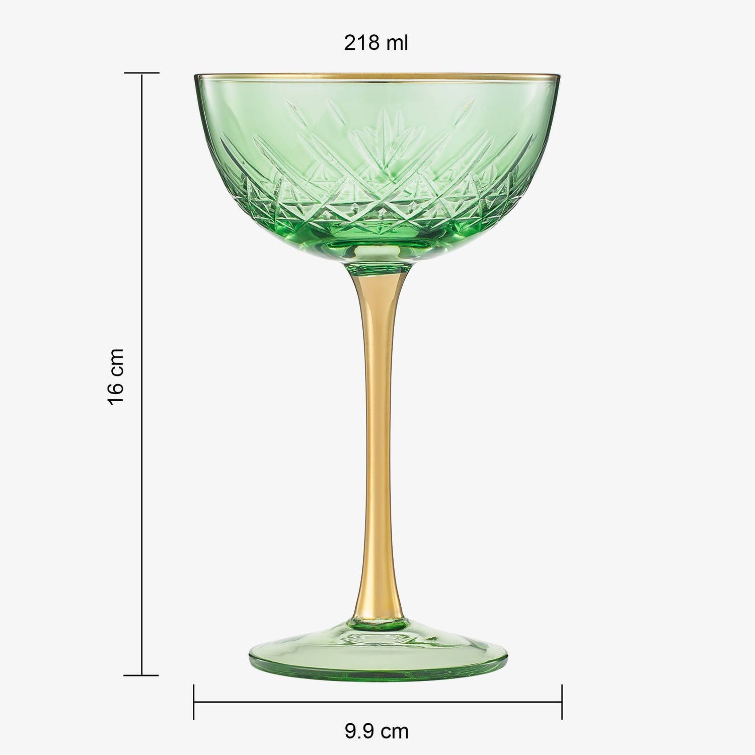 Vintage Art Deco Coupe Glasses Green