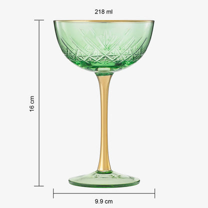 Vintage Art Deco Coupe Glasses Green