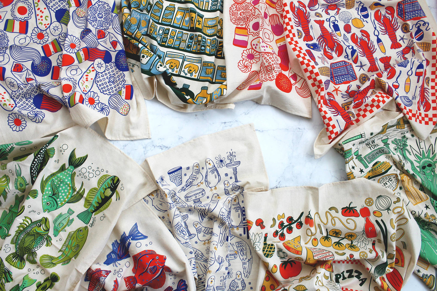 Lobster Shack Screen Printed Tea Towel