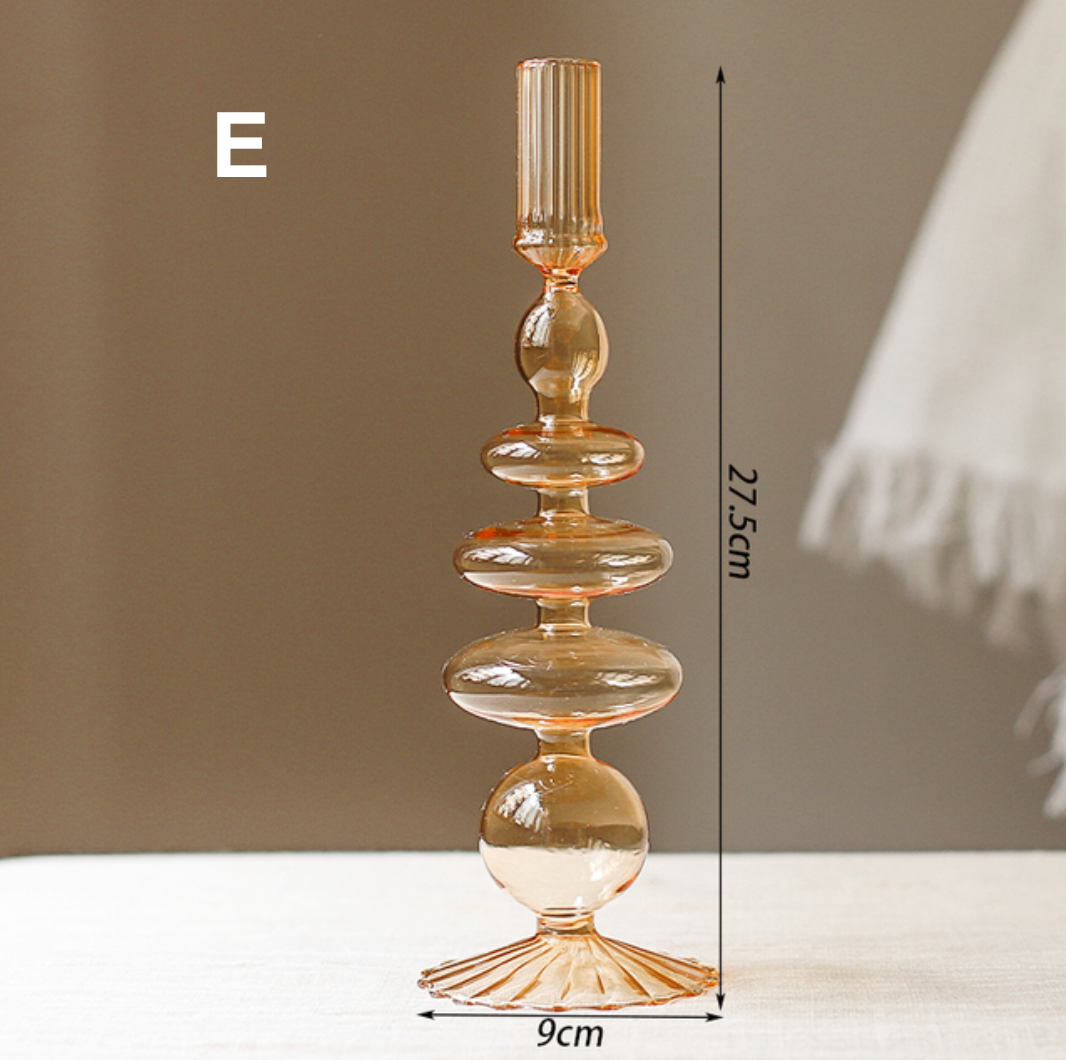 Vintage Style Glass Candlestick Holder