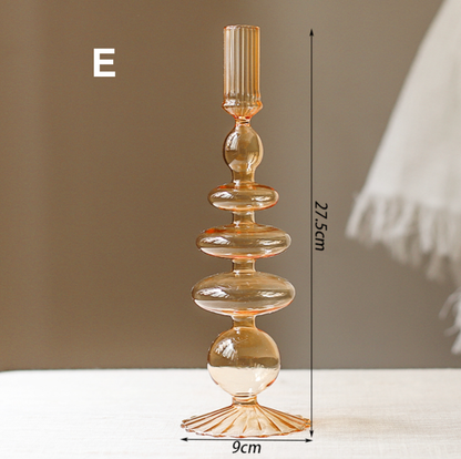 Vintage Style Glass Candlestick Holder