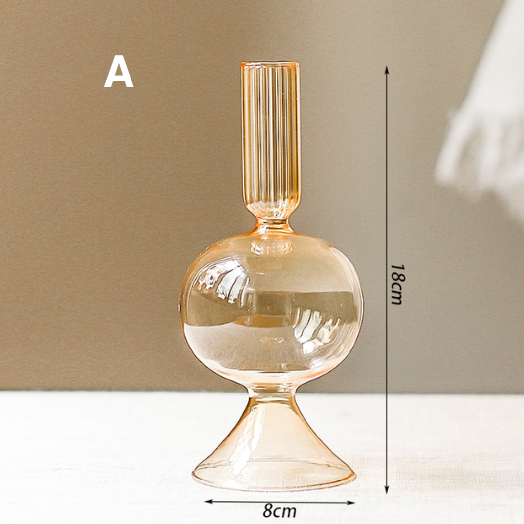 Vintage Style Glass Candlestick Holder