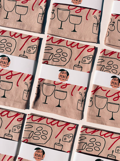 Cocktails, Canapés, Christmas Tea Towel