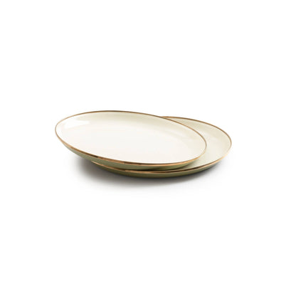 Enamel 2-Tone Deep Plate Set