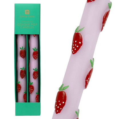 Strawberry Lilac Dinner Candles - 2 Pack | Valentines Decor |