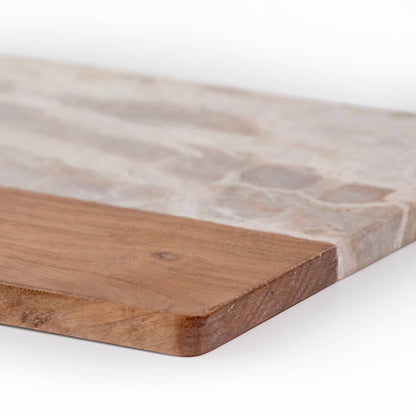 Arched Marble &amp; Acacia Wood Charcuterie Board