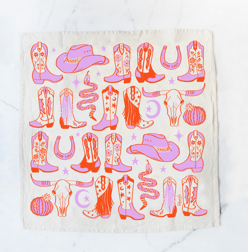 Howdy Cowgirl! Boots Tea Towel