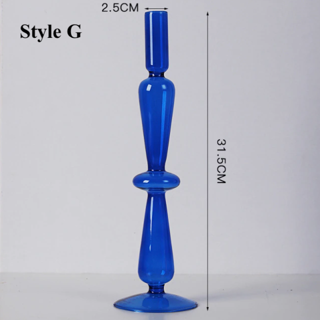 Blue Glass Candlestick Holder