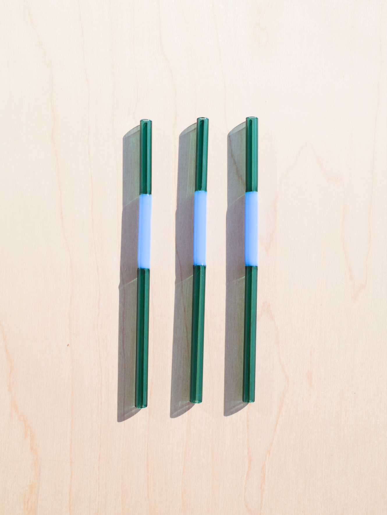 Handmade Multicolor Glass Straws | Green &amp; Blue